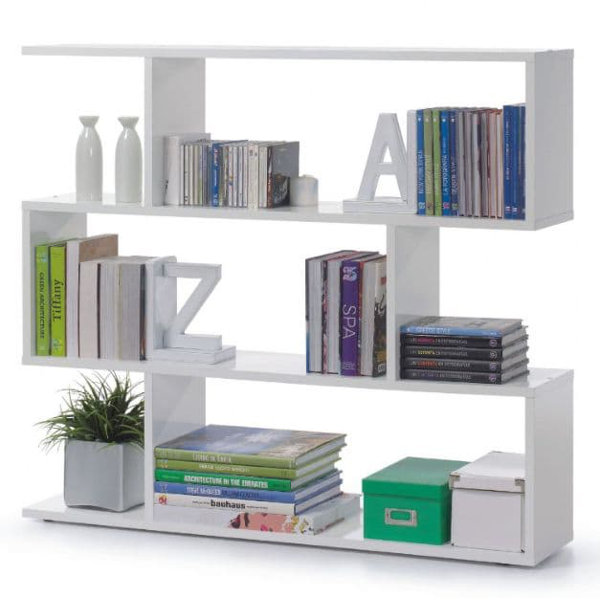 Latitude Run Sha White Gloss 3tier Shelving Storage Bookcase Unit